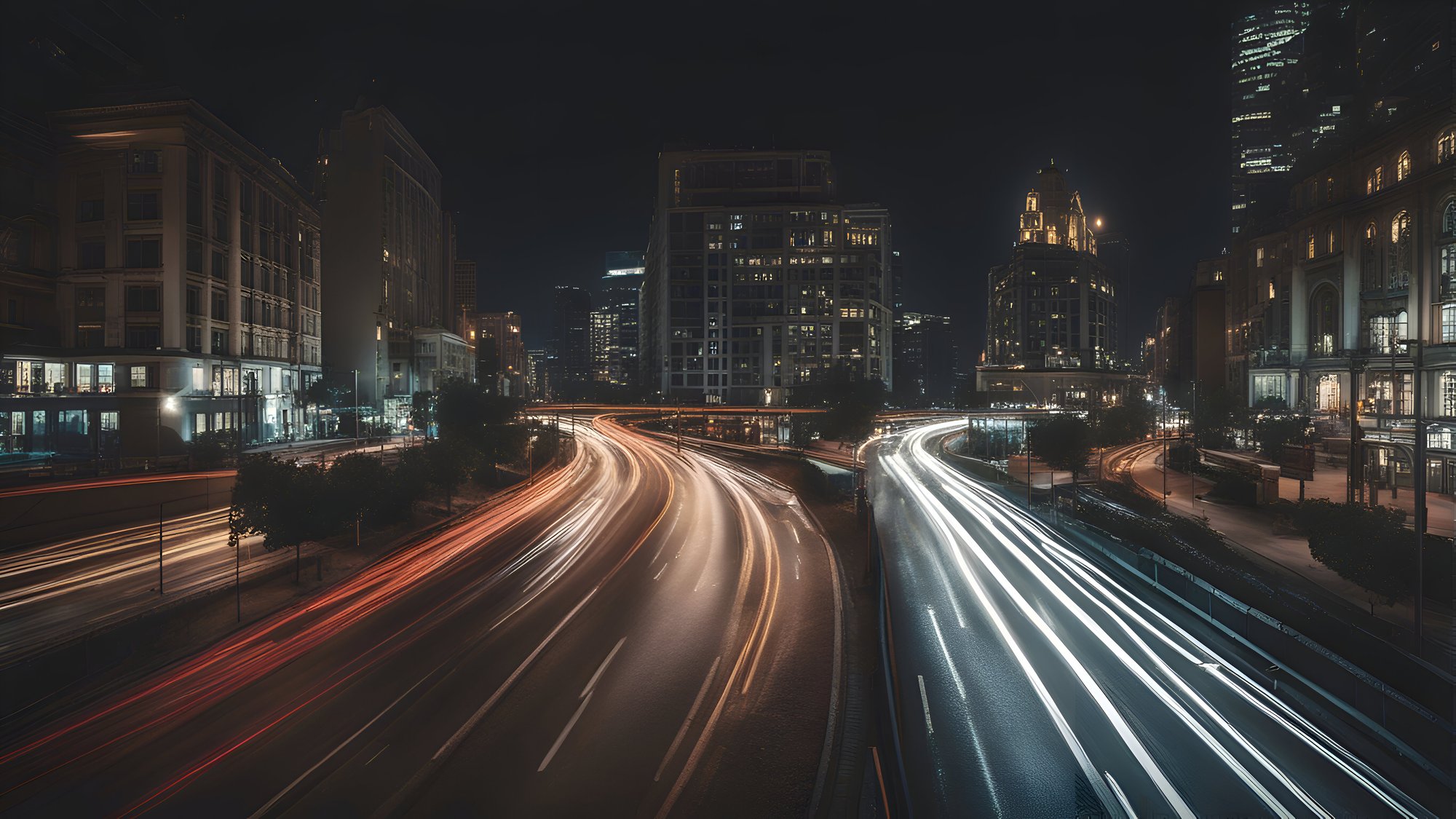 car-light-trails-street-shanghai-china